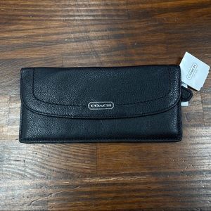 Coach black slim leather wallet NWT
